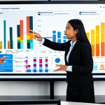 A professional, diverse group of business people, fully clothed in modest business attire, are collaboratively analyzing detailed customer segmentation data displayed on a large, interactive digital screen in a bright, modern office. The screen shows colorful charts, intricate graphs, and various customer profiles, illustrating strategic insights. The individuals are engaged in discussion, pointing to elements on the screen, reflecting a focused and collaborative atmosphere. This image emphasizes data-driven decision-making and the power of understanding different customer groups. safe for work, appropriate content, fully clothed, professional dress, perfect anatomy, correct proportions, natural pose, well-formed hands, proper finger count, natural body proportions.
