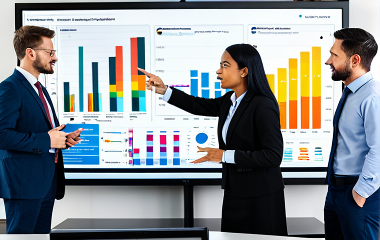 A professional, diverse group of business people, fully clothed in modest business attire, are collaboratively analyzing detailed customer segmentation data displayed on a large, interactive digital screen in a bright, modern office. The screen shows colorful charts, intricate graphs, and various customer profiles, illustrating strategic insights. The individuals are engaged in discussion, pointing to elements on the screen, reflecting a focused and collaborative atmosphere. This image emphasizes data-driven decision-making and the power of understanding different customer groups. safe for work, appropriate content, fully clothed, professional dress, perfect anatomy, correct proportions, natural pose, well-formed hands, proper finger count, natural body proportions.