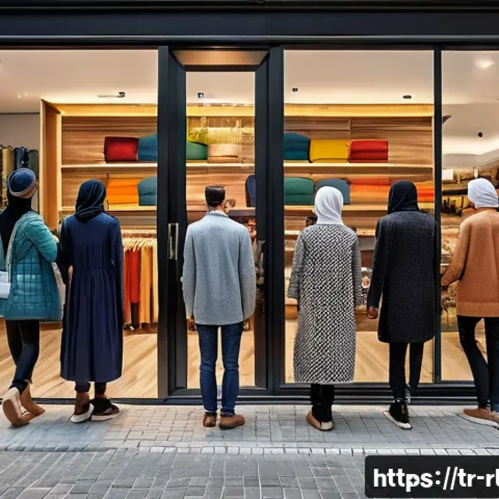 세일즈 퍼널에서의 스토리텔링 기법 활용 - A warm and inviting Turkish boutique clothing store interior, featuring diverse customers happily tr...