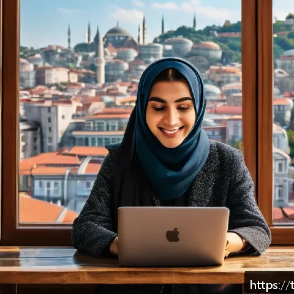 세일즈 퍼널 성공 요소 분석하기 - A vibrant and engaging social media marketing scene set in Istanbul, featuring a young Turkish woman...