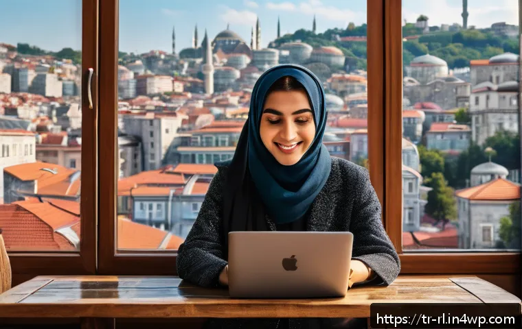 세일즈 퍼널 성공 요소 분석하기 - A vibrant and engaging social media marketing scene set in Istanbul, featuring a young Turkish woman...