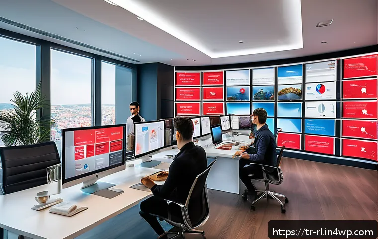 세일즈 퍼널에서의 효과적인 브랜드 메시지 전달 - A modern digital marketing office scene showcasing a diverse Turkish marketing team analyzing behavi...