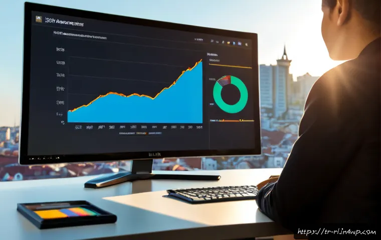 Home 17 세일즈 퍼널 최적화를 위한 ROI 분석 도구 - Photorealistic modern sales analytics workspace in Istanbul, Turkish business professional reviewing...
